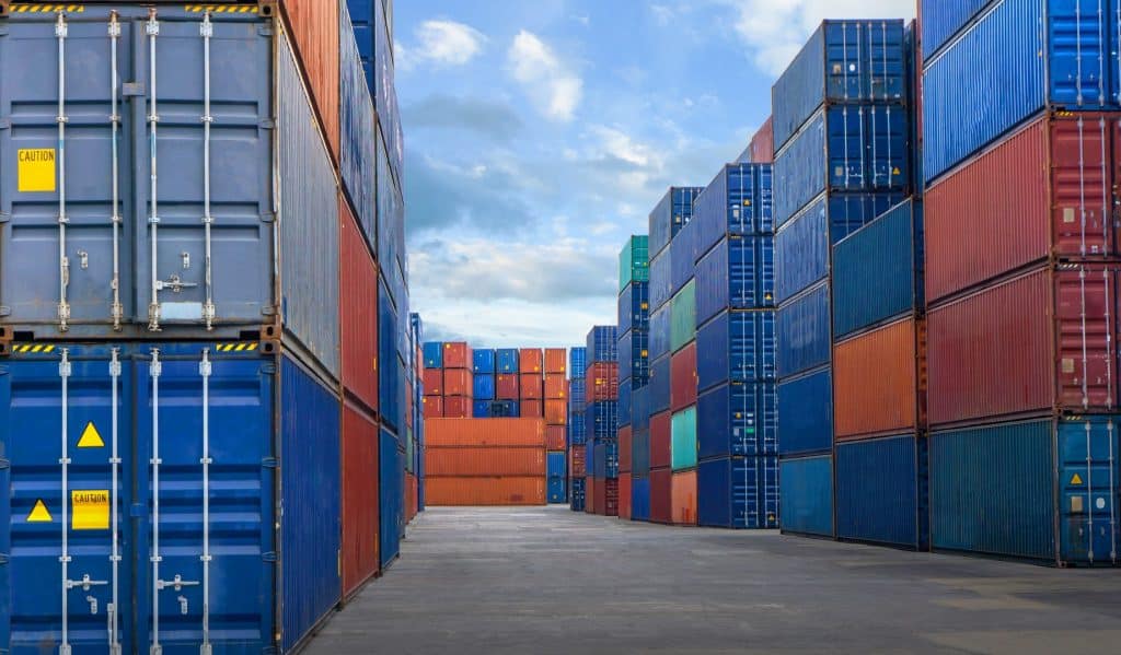 Containerdepot im Geschäft mit dem Import-Export